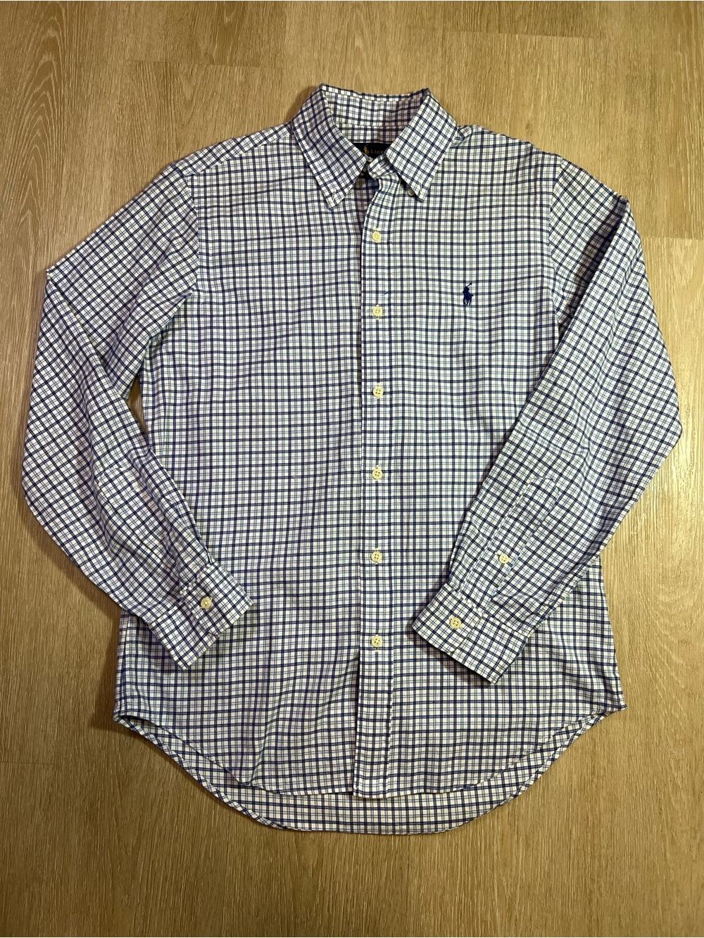 Ralph Lauren Men’s Long-Sleeve Button-Down Shirt - White & Blue Check